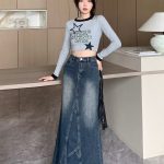 denim half body skirt